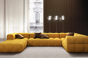  Яркий желтый п-образный бескаркасный диван Квадро для гостиной, на заказ любого размера и цвета для современного интерьера